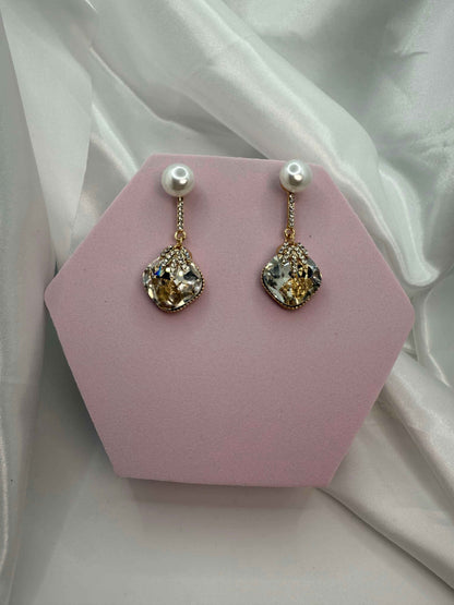 Luxe Glam Drop Earrings | Statement Jewelry with Faux Onyx