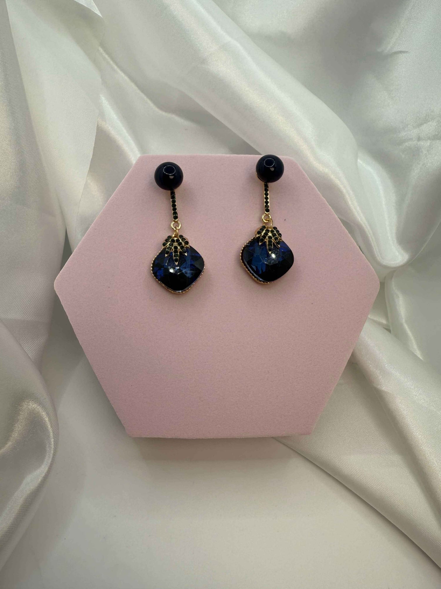 Luxe Glam Drop Earrings | Statement Jewelry with Faux Onyx