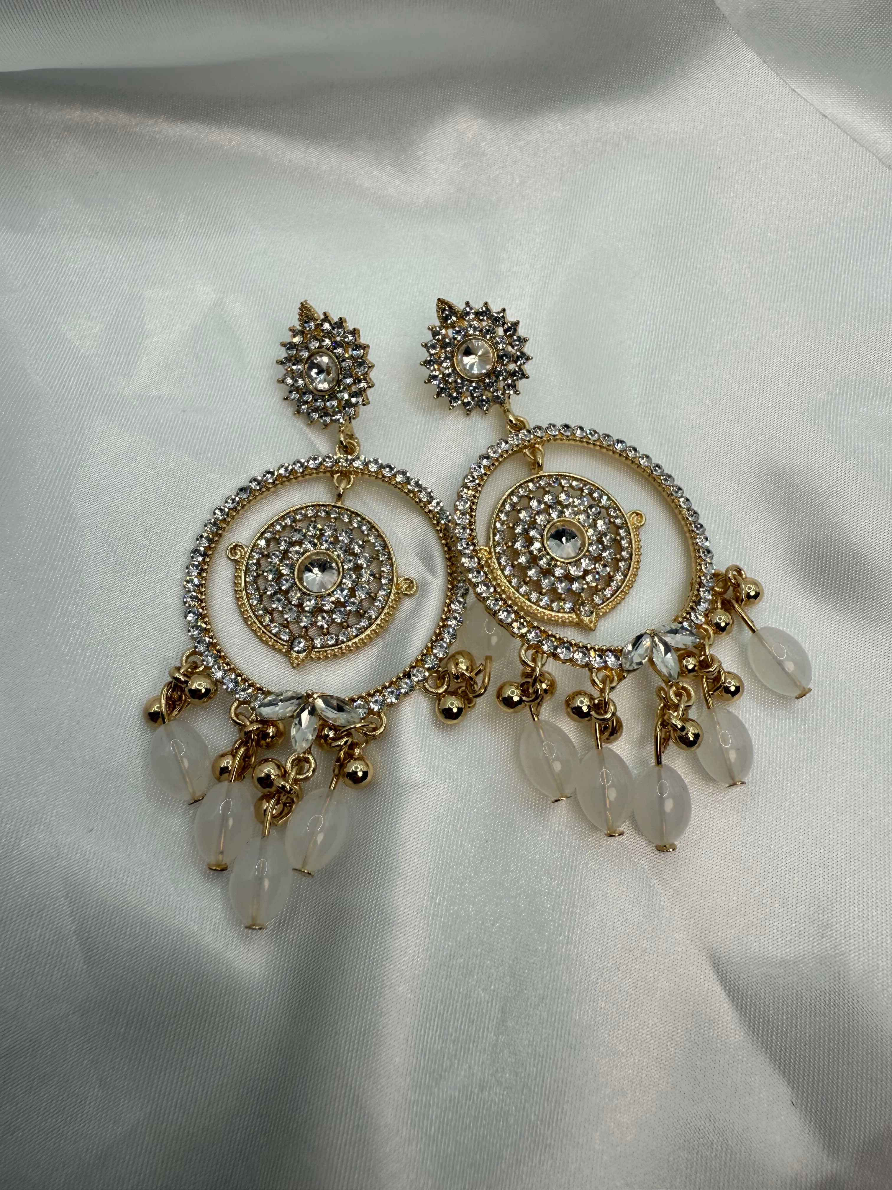 Ayat Pearl Hoops: Elegant Chandelier Earrings - Glam Studio By Annie Usman
