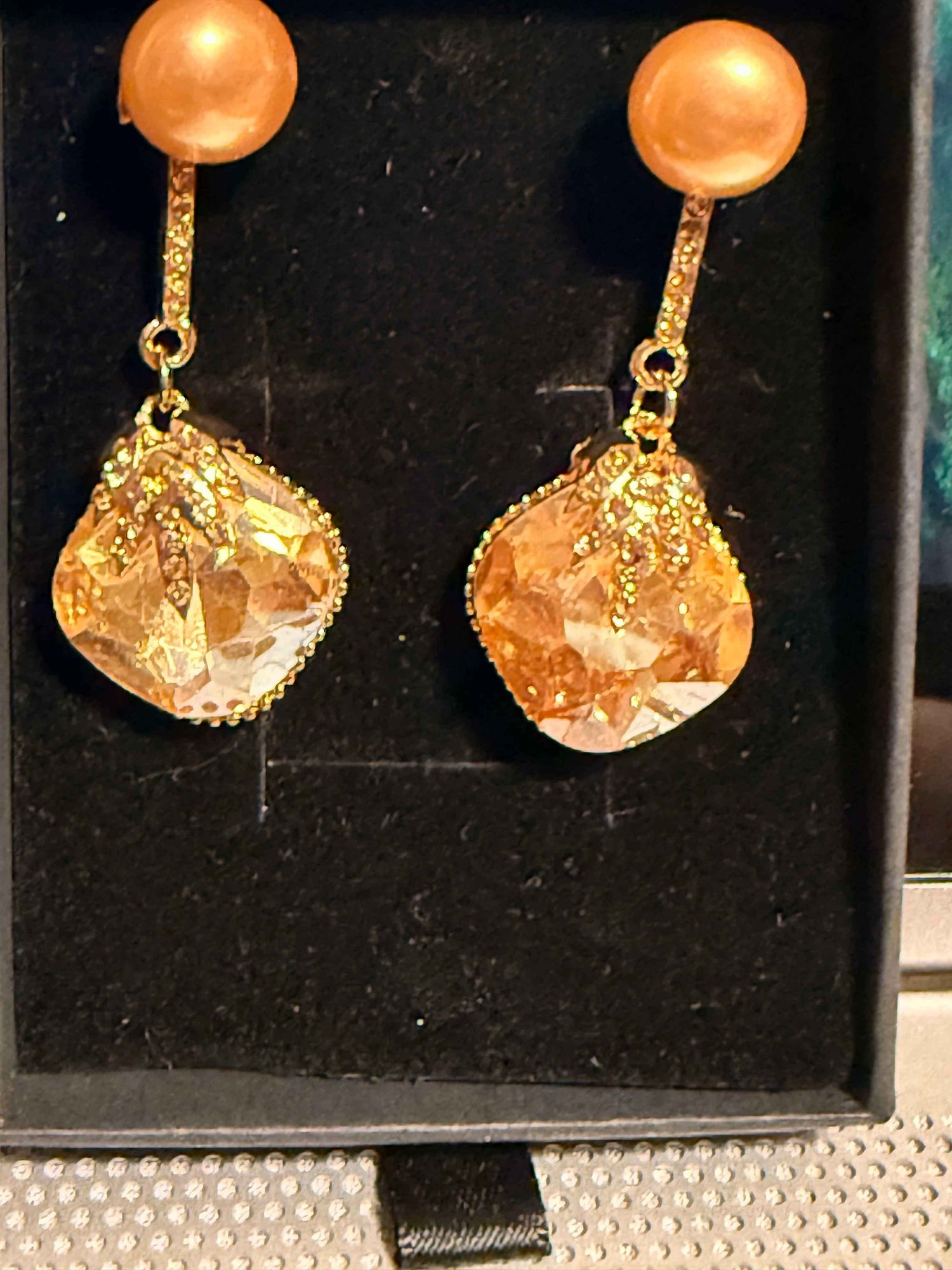 Luxe Glam Drop Earrings | Statement Jewelry with Faux Onyx