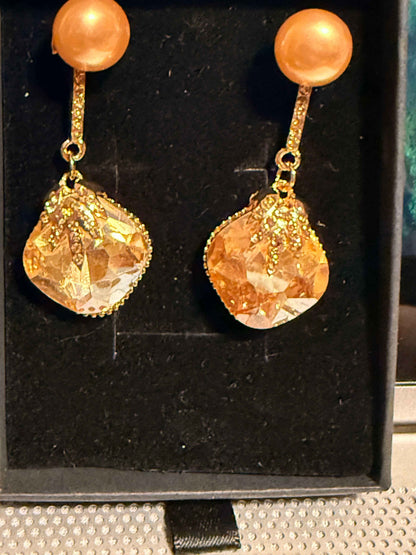 Luxe Glam Drop Earrings | Statement Jewelry with Faux Onyx