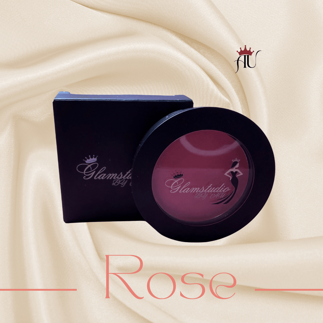 Rose Powder Blush compact in warm rosy shade with soft satin finish by Glamstudio